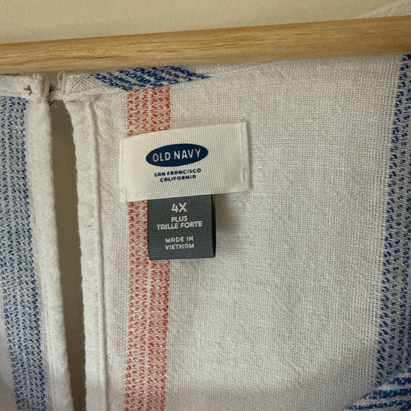 Old Navy Dress Womens Size 4X Hits Linen Stripe Midi Casual Travel Beachy - Picture 5 of 14